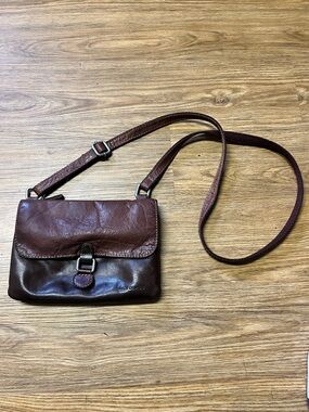 Jack Georges Brown Genuine Leather Flap Crossbody Bag Multi-Pocket